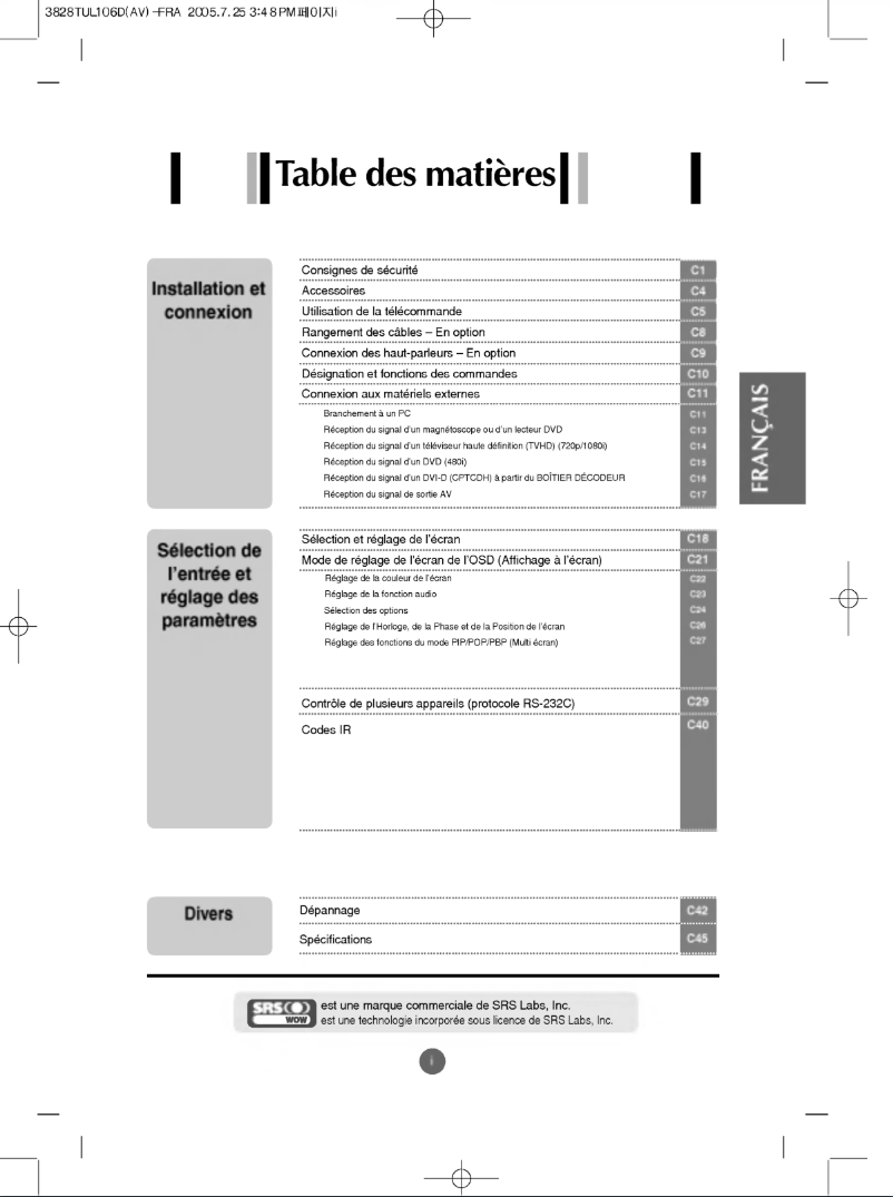 Page 1 de la notice Manuel utilisateur LG L3200A