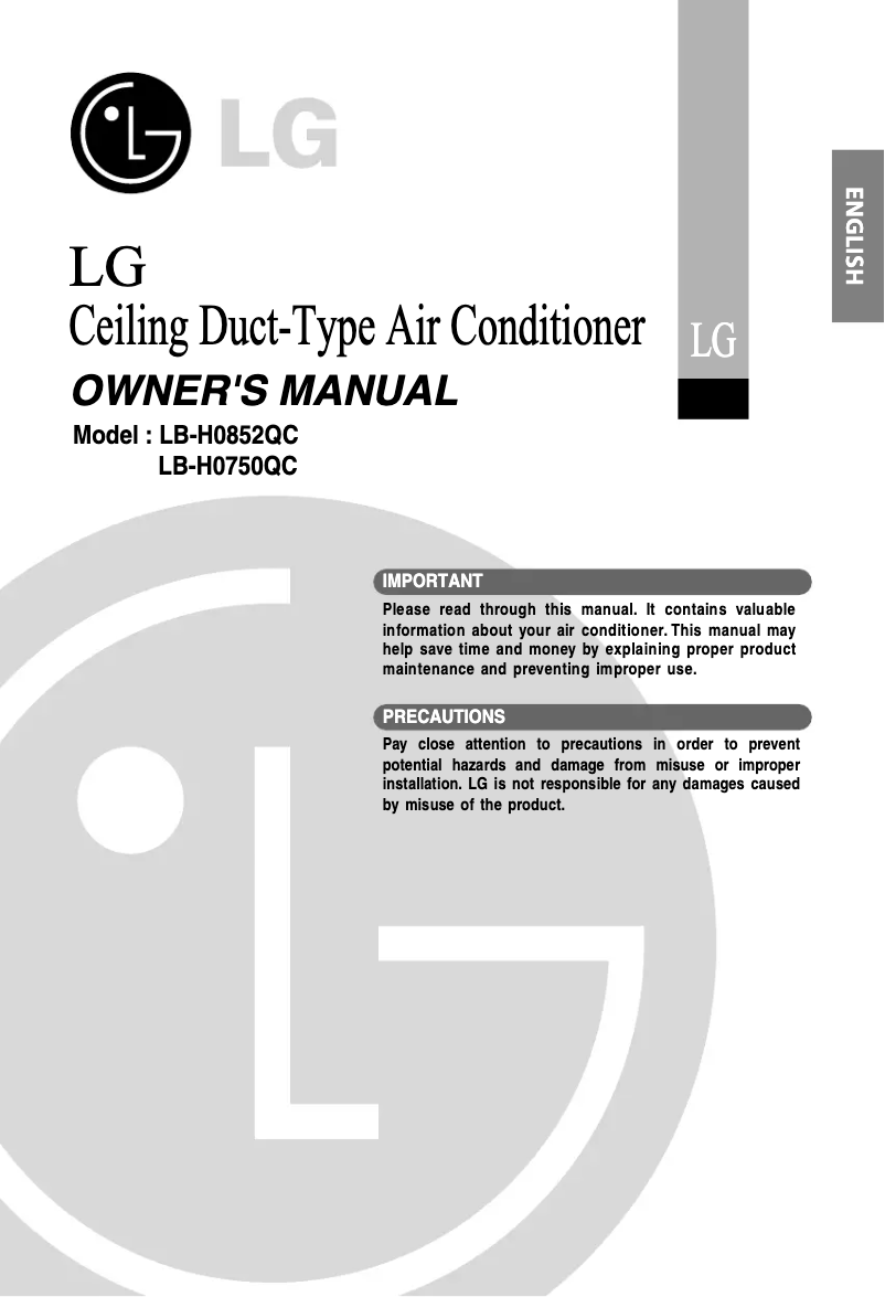 Page 1 de la notice Manuel utilisateur LG LB-G0304QC