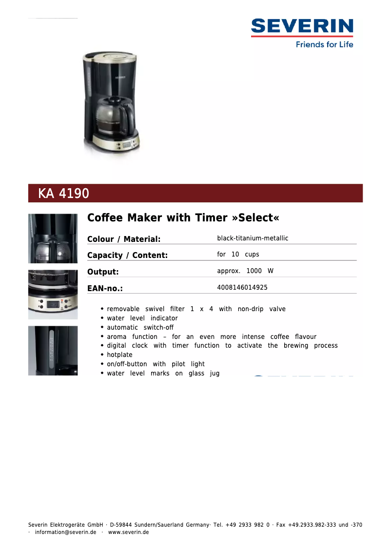 Image de la première page du manuel de l'appareil KA 4190