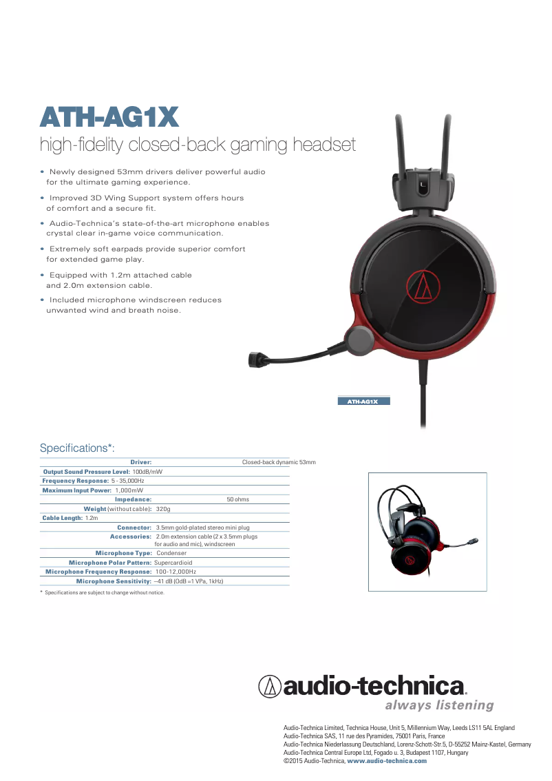 Image de la première page du manuel de l'appareil ATH-AG1X