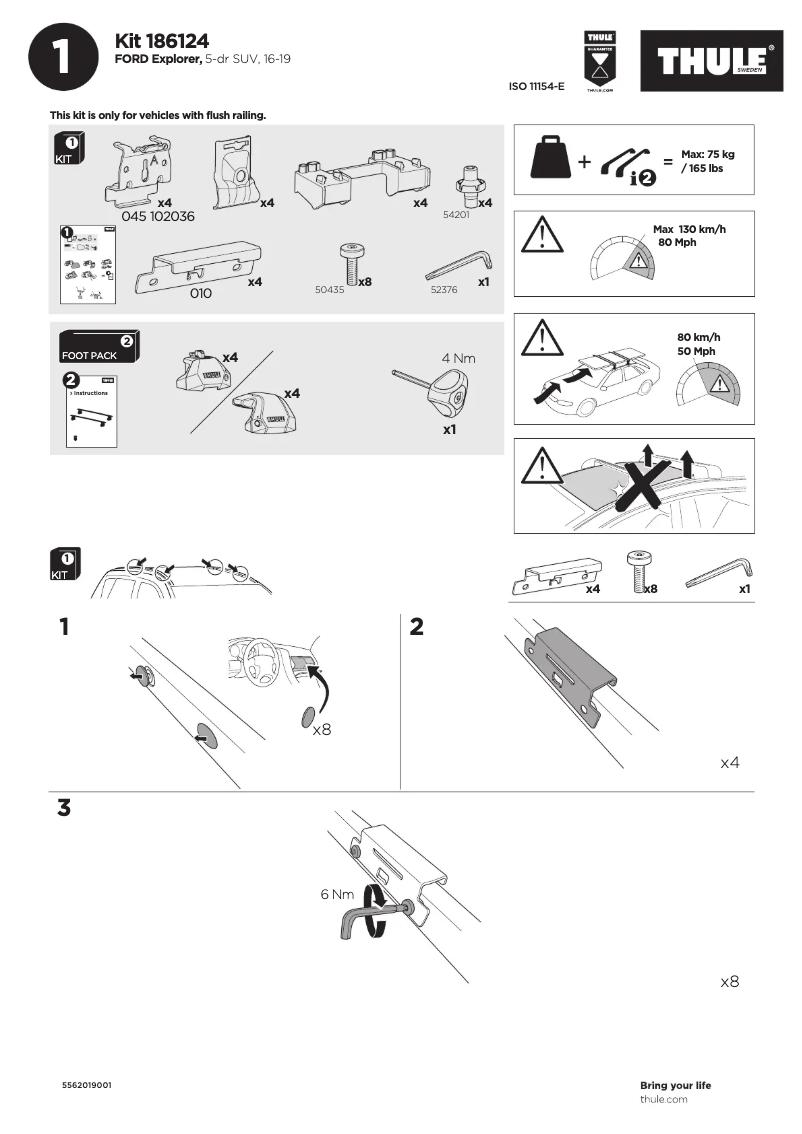 Page 1 de la notice Manuel utilisateur Thule Kit 186124