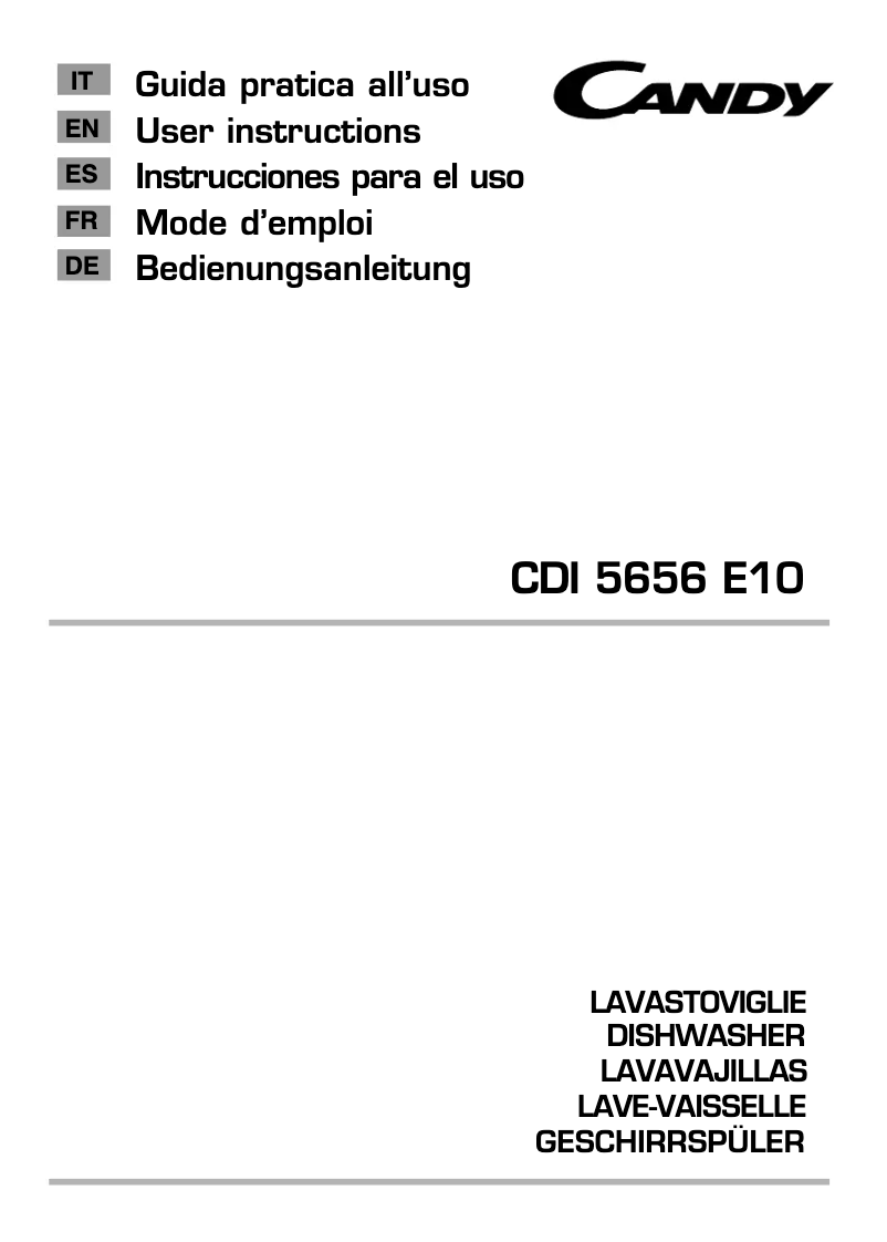 Page n°1 - Manuel utilisateur Candy CDI 5656E10