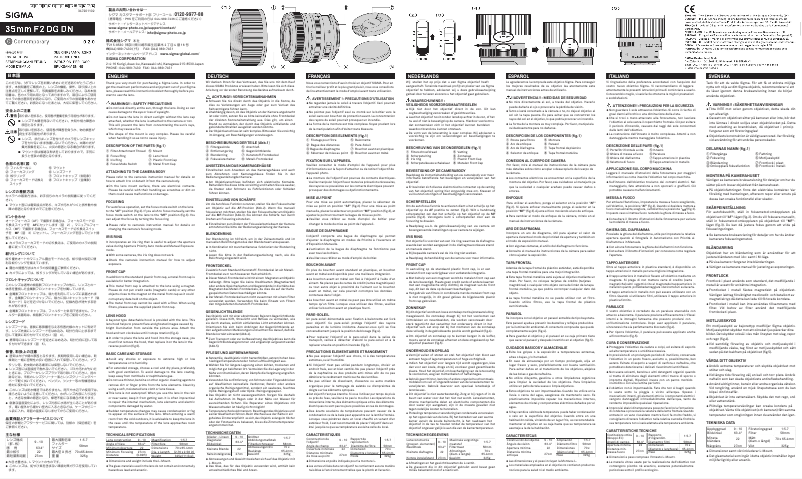 Page 1 de la notice Manuel utilisateur Sigma 35mm F2 DG DN