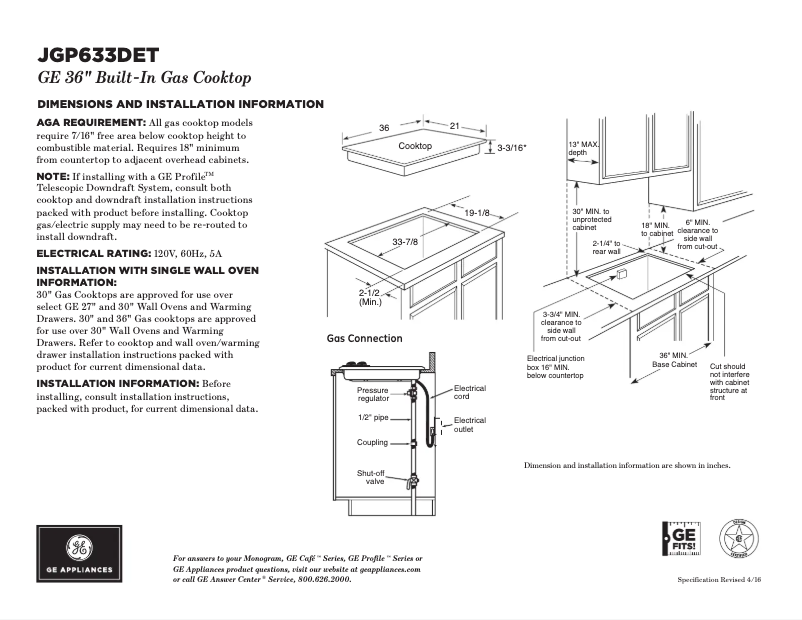 Page n°1 - Fiche technique GE JGP633DETWW