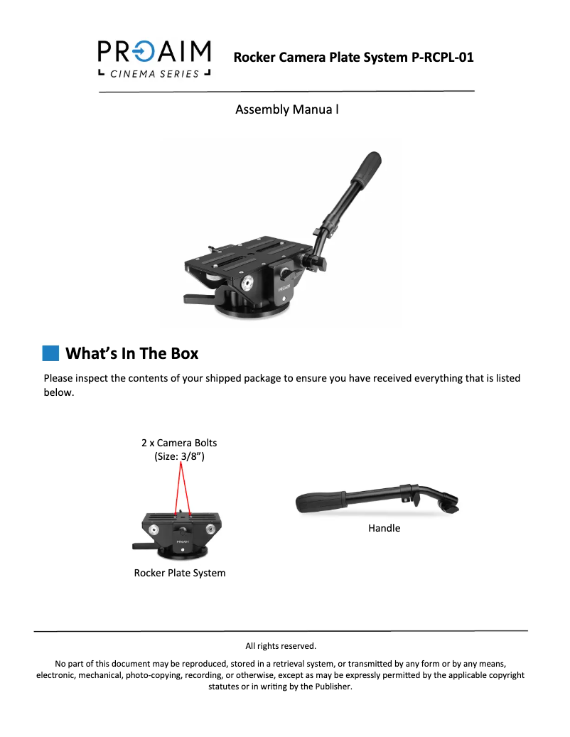 Page 1 de la notice Manuel utilisateur Proaim P-RCPL-01
