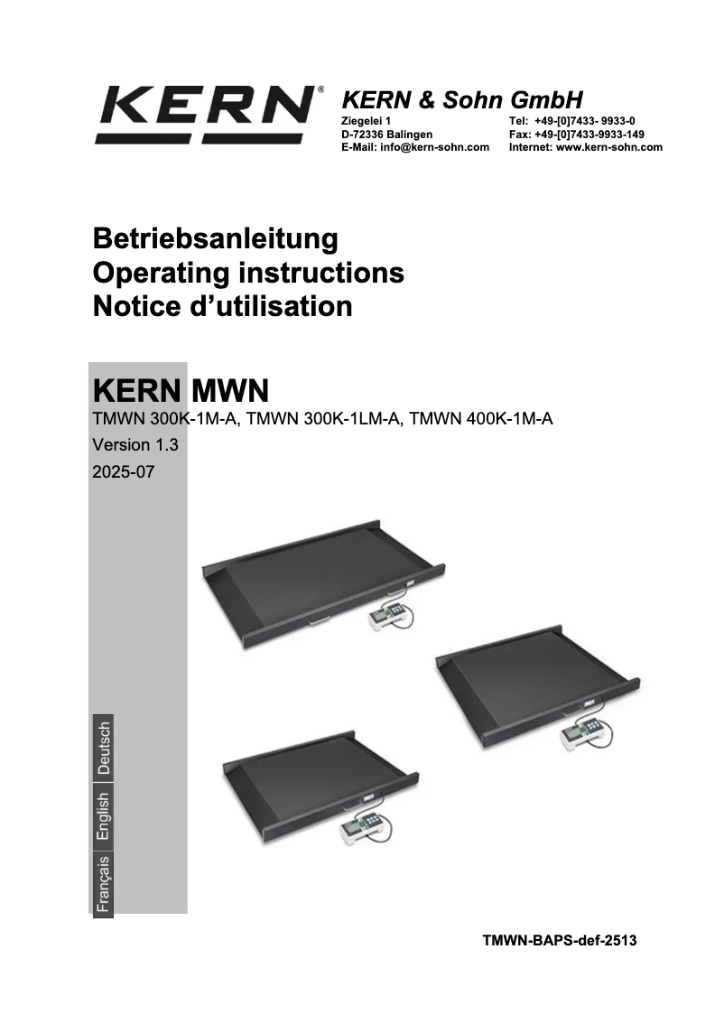 Image de la première page du manuel de l'appareil TMWN 300K-1M-A