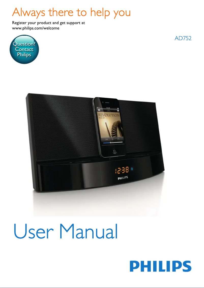 Page 1 de la notice Manuel utilisateur Philips AD752