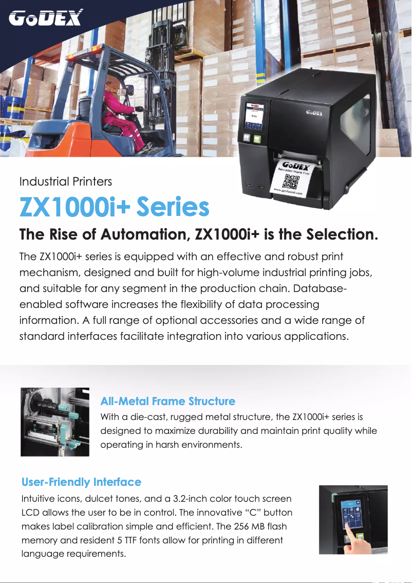 Page 1 de la notice Brochure Godex ZX1200i+