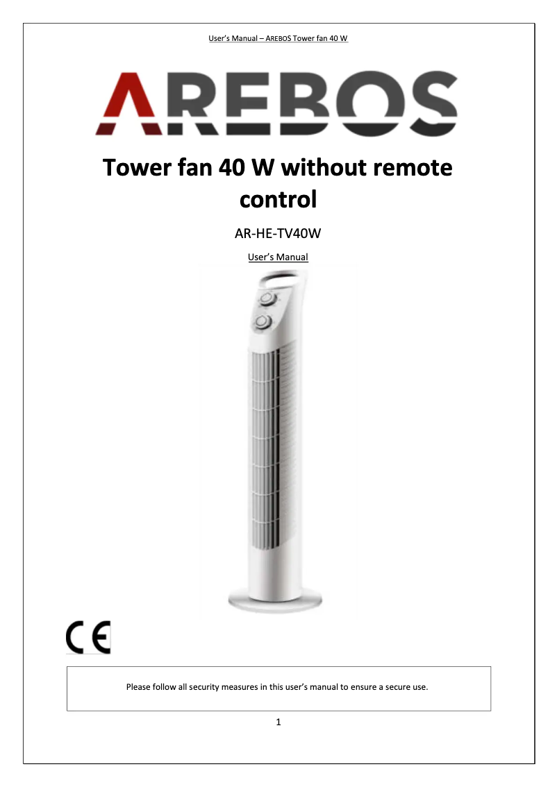 Image de la première page du manuel de l'appareil AR-HE-TV40W
