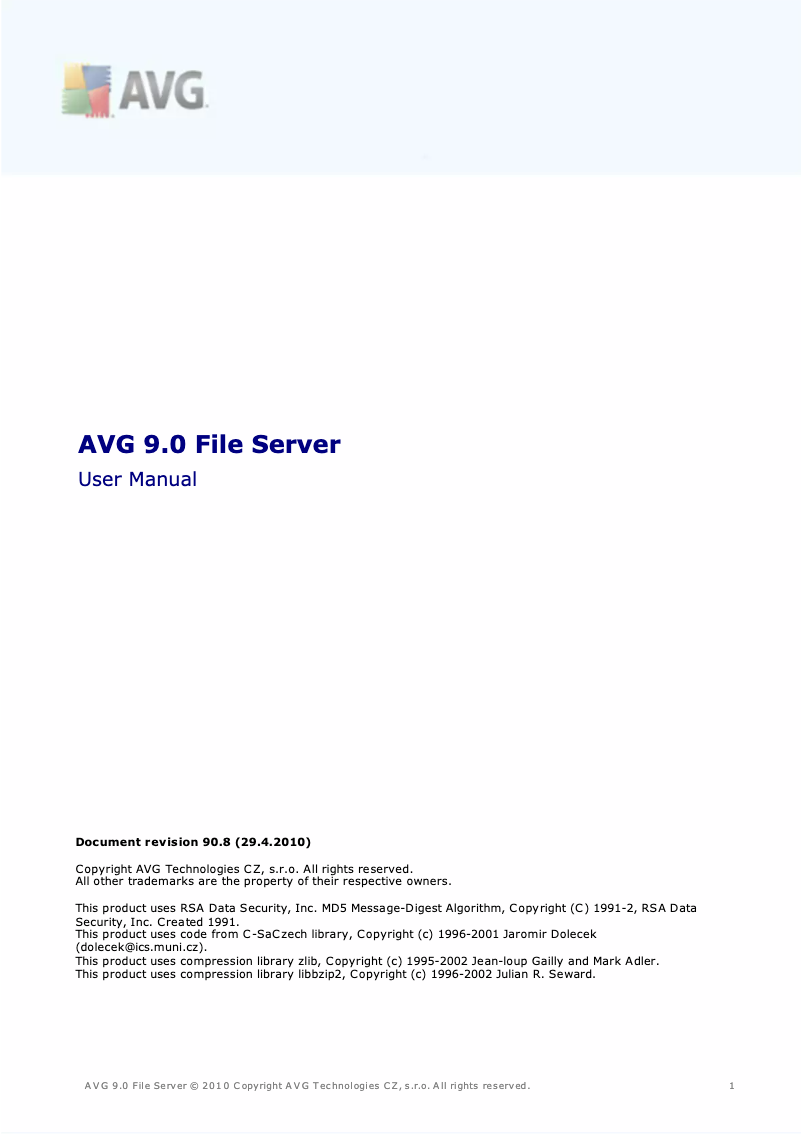 Image de la première page du manuel de l'appareil File Server Edition 9.0