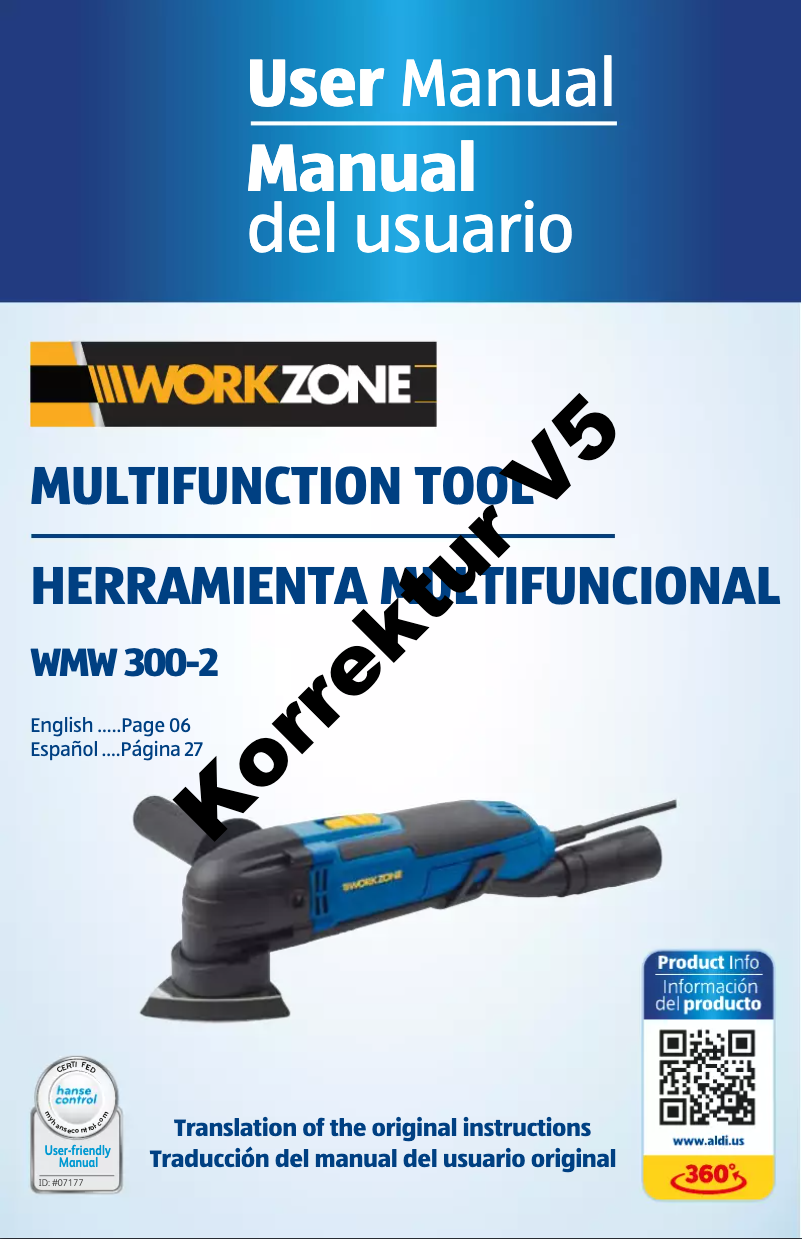 Página 1 del manual Manual de usuario Workzone Multifunction Tool WMW 300-2