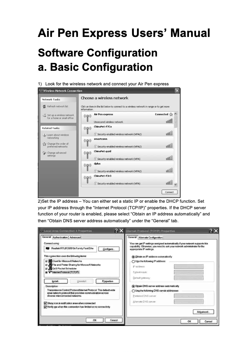 Image de la première page du manuel de l'appareil Air Pen Express