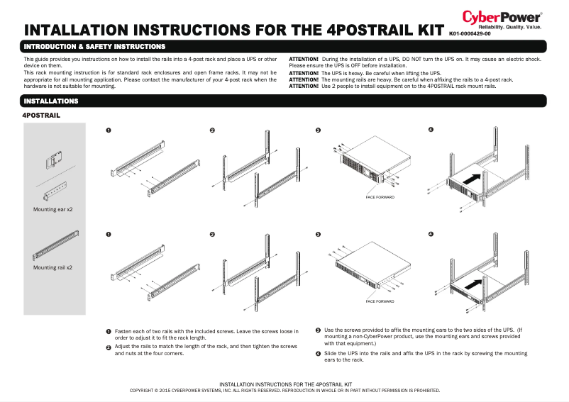 Page n°1 - Manuel utilisateur CyberPower 4POSTRAIL