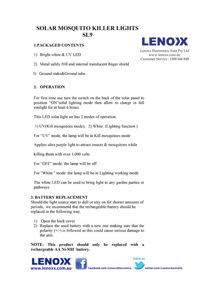 Page n°1 - Manuel utilisateur Lenoxx SL9