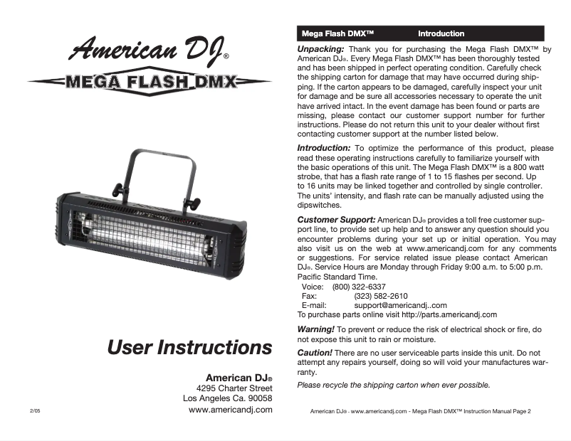 Página 1 del manual Manual de usuario Adj Mega Flash DMX