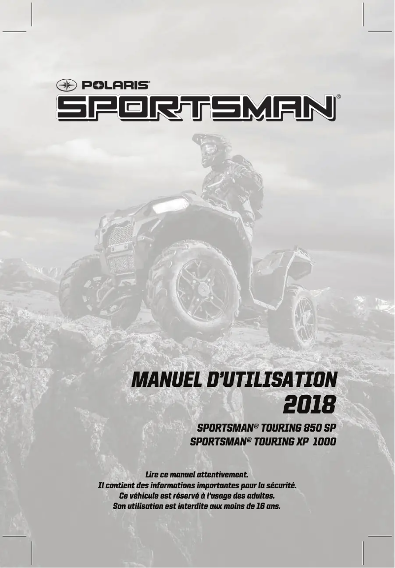 Imagen de la primera página del manual del dispositivo Sportsman Touring 850 SP (2018)