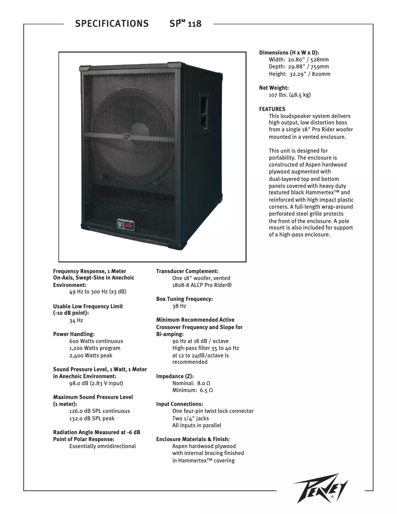 Imagen de la primera página del manual del dispositivo SP 118