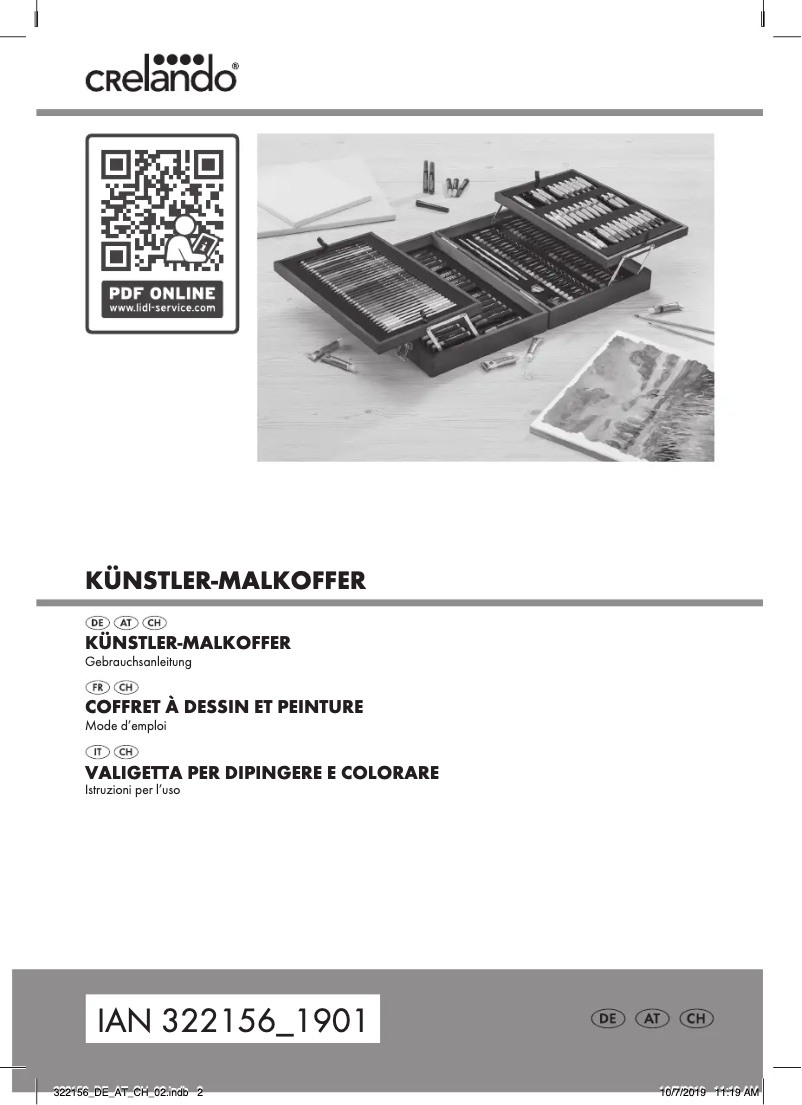 Page 1 de la notice Manuel utilisateur Crelando IAN 288514