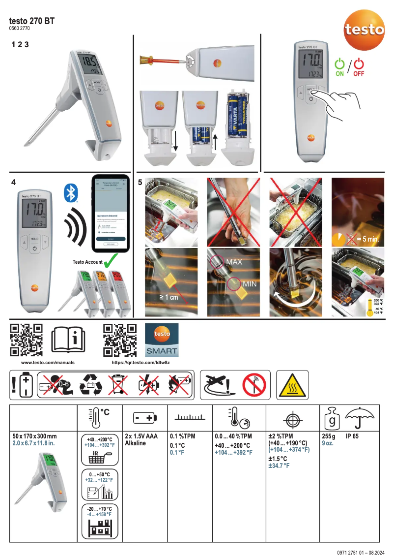 Page n°1 - Manuel utilisateur Testo 270 BT