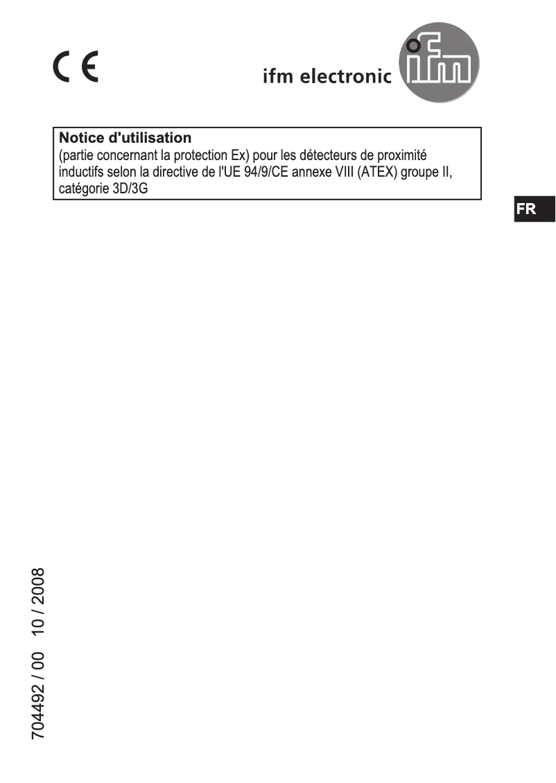 Page 1 de la notice Manuel utilisateur IFM IIT22A