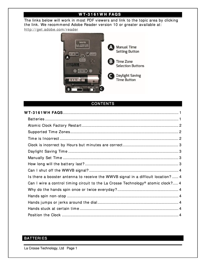 Page n°1 - FAQ La Crosse Technology WT-3161WH