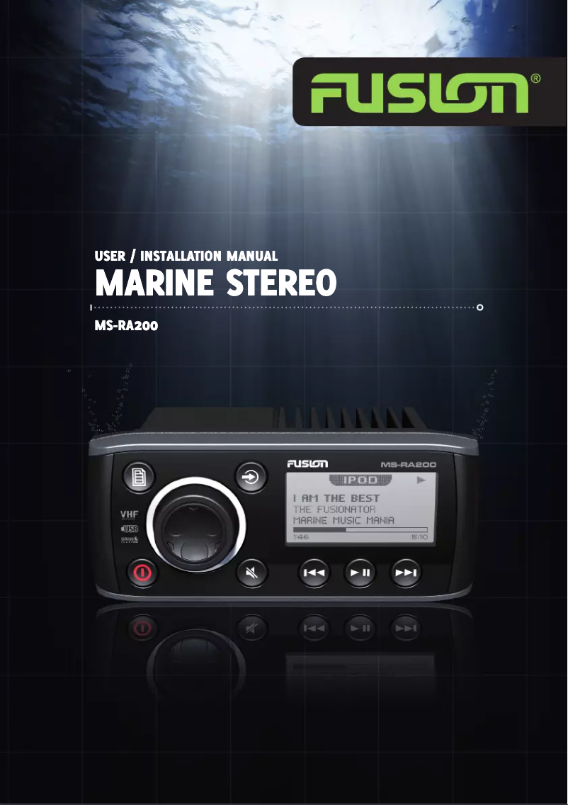 Página 1 del manual Manual de usuario Fusion Marine MS-RA20