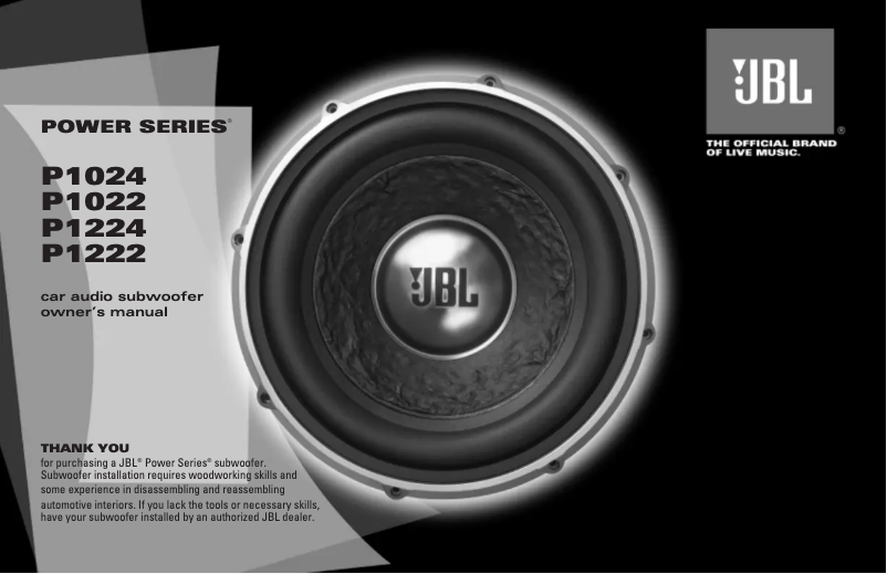 Page 1 de la notice Manuel utilisateur JBL Power P1224