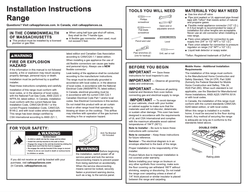 Image de la première page du manuel de l'appareil Profile PGB965YPFS