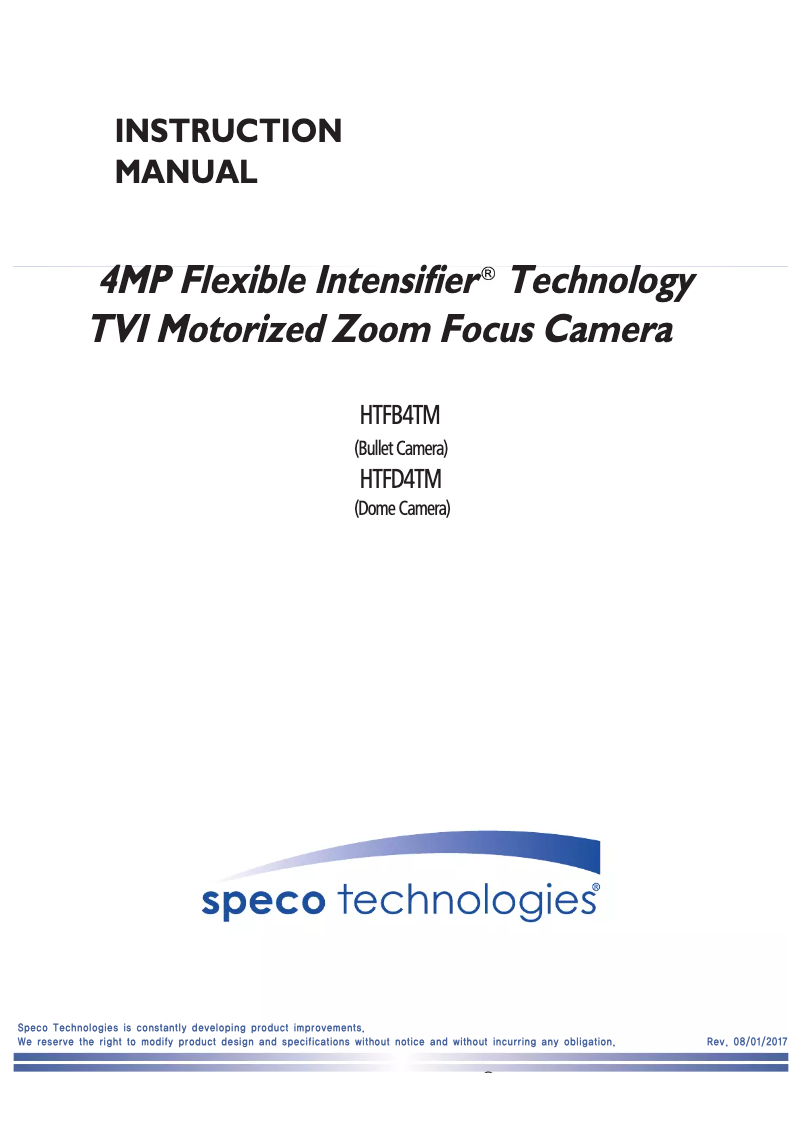 Image de la première page du manuel de l'appareil Intensifier HTFD4TM