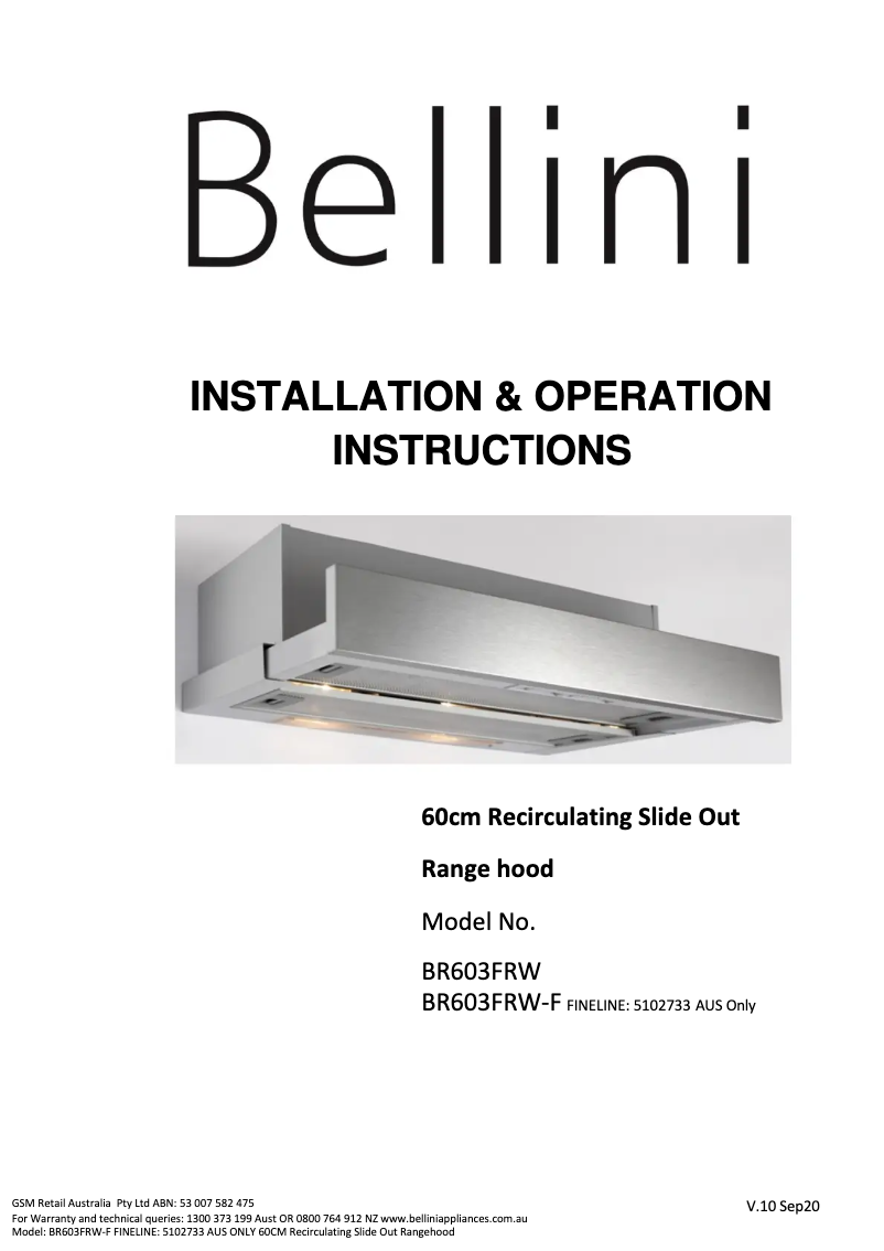 Image de la première page du manuel de l'appareil BR603FRW-F