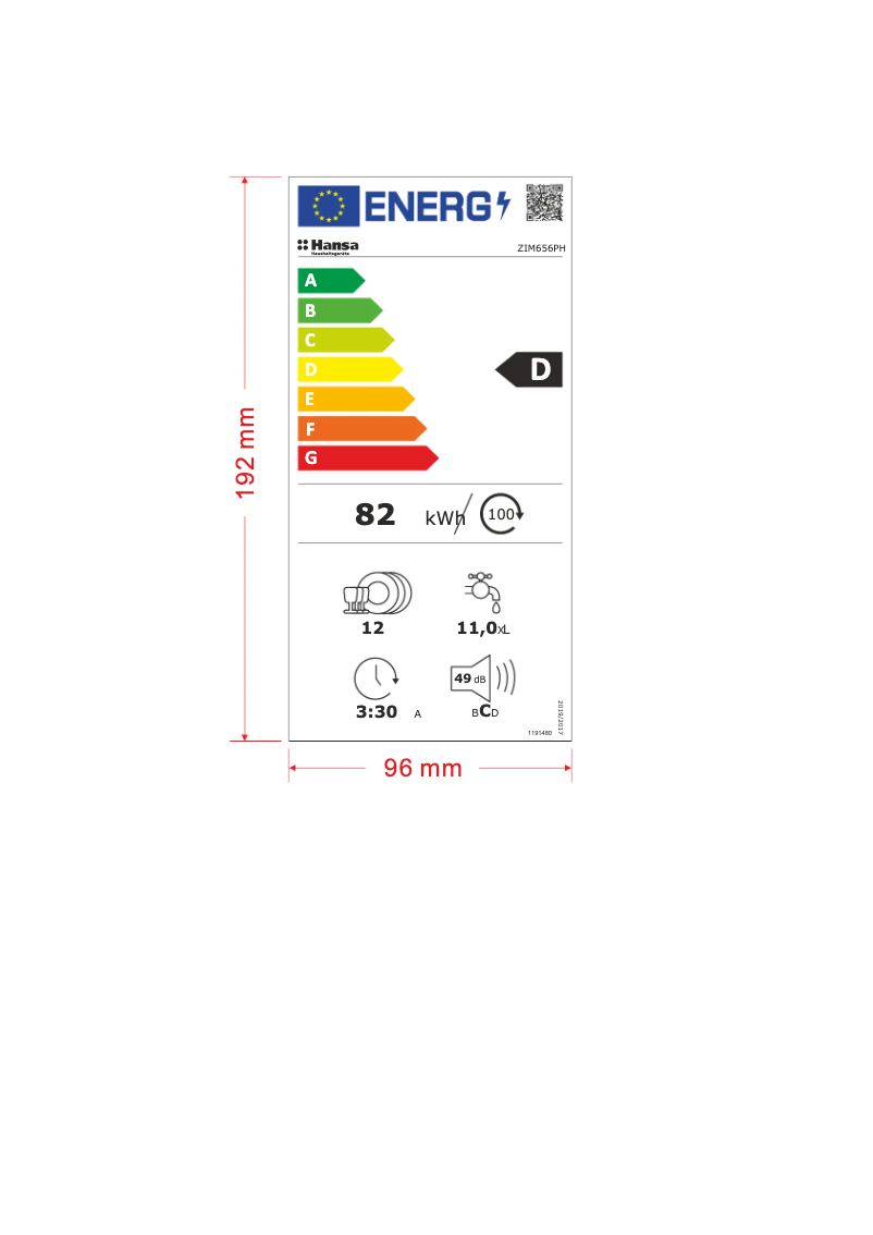 Page n°1 - Label énergétique Hansa ZIM656PH