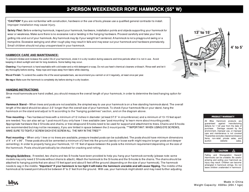 Page 1 de la notice Manuel utilisateur Bliss Outdoors BH-415