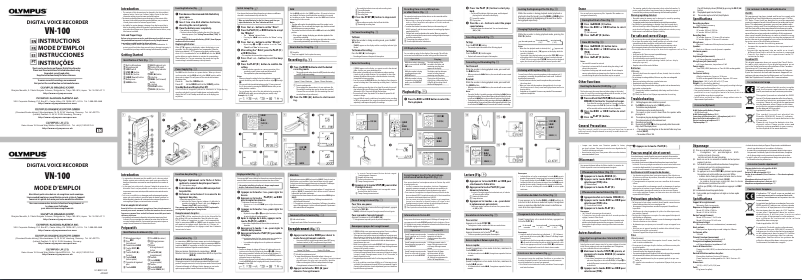 Page n°1 - Manuel utilisateur Olympus VN-100