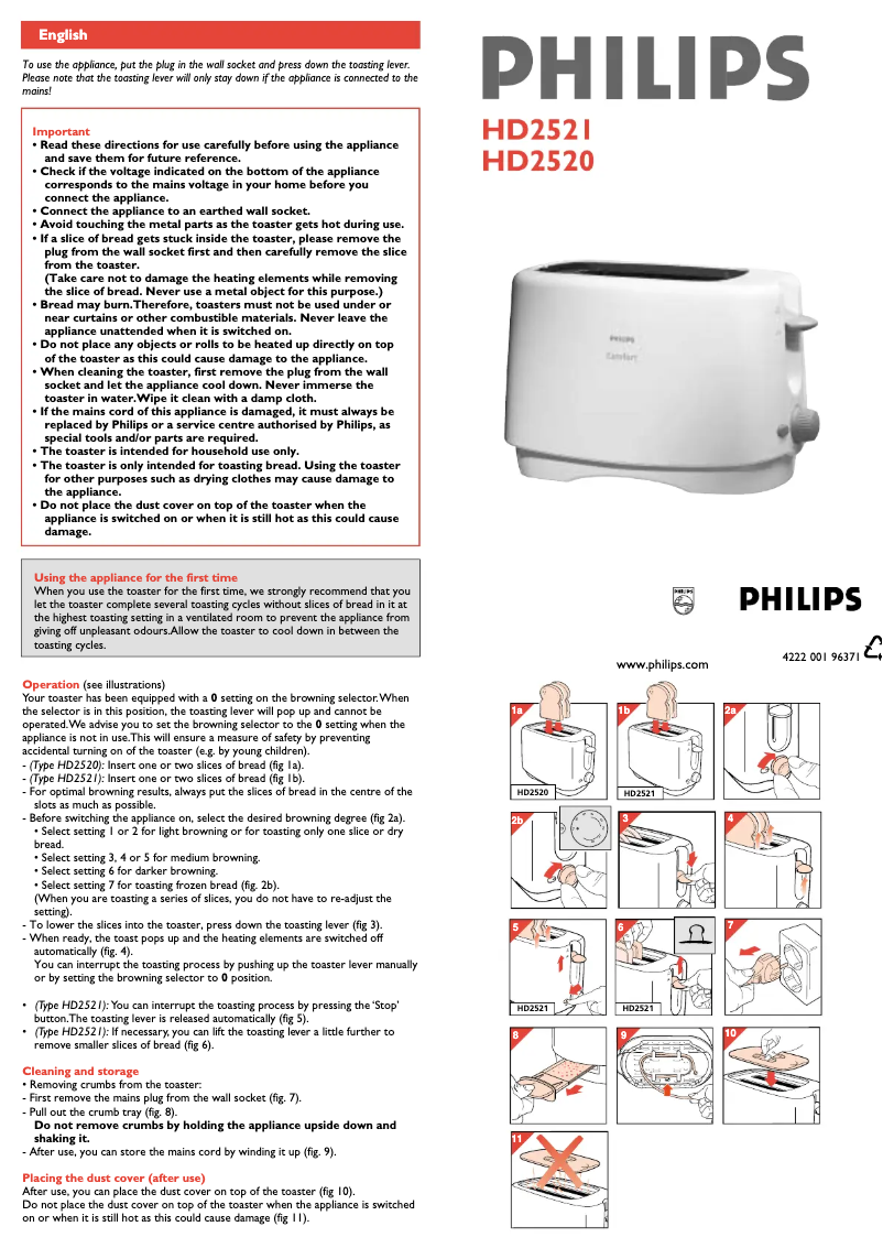 Page 1 de la notice Manuel utilisateur Philips HD2521