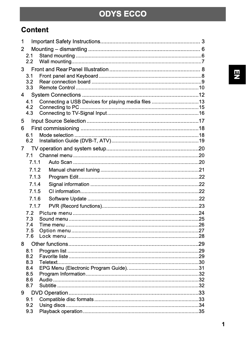 Image de la première page du manuel de l'appareil Ecco 22