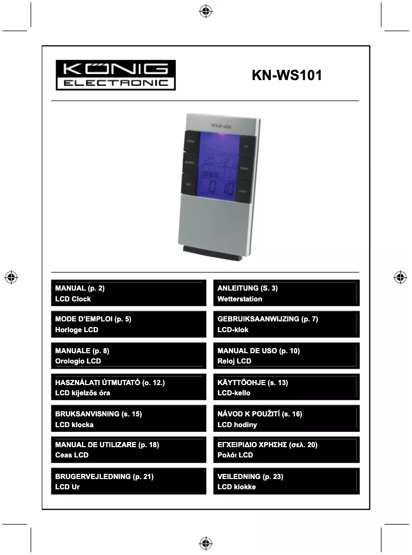 Page 1 de la notice Manuel utilisateur Konig KN-WS101
