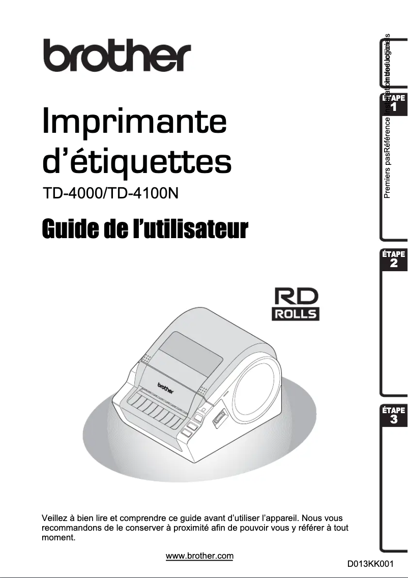 Page n°1 - Manuel utilisateur Brother TD-4000