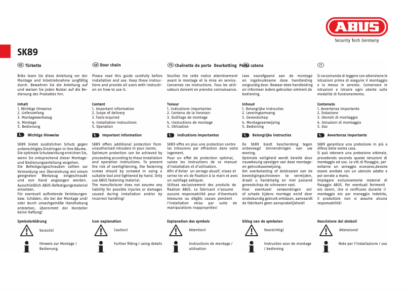 Page 1 de la notice Mode d'emploi Abus SK89
