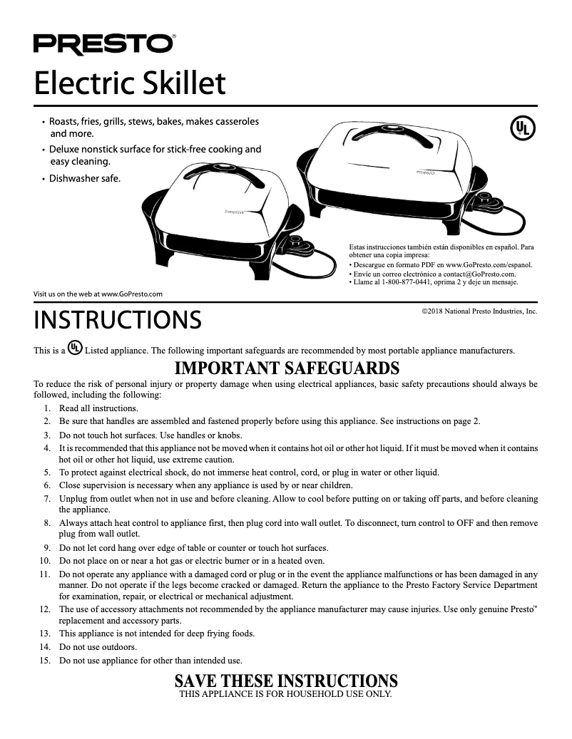 Page 1 de la notice Manuel utilisateur Presto 06620