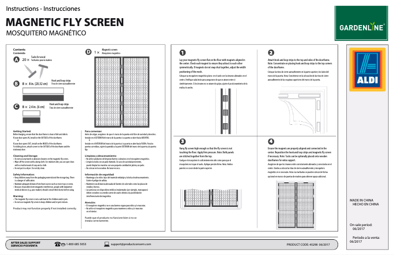 Page 1 de la notice Manuel utilisateur Gardenline Magnetic Fly Screen