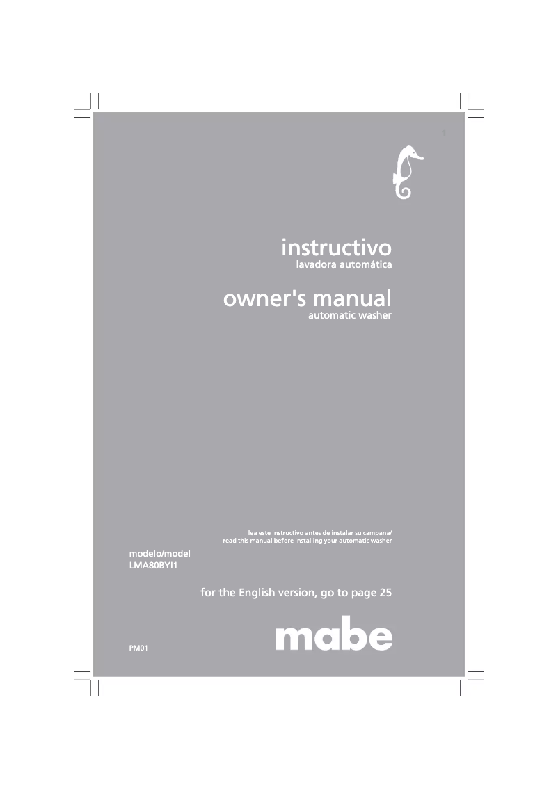 Page 1 de la notice Manuel utilisateur Mabe LMA80BYIO