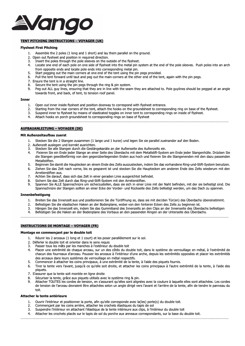 Image de la première page du manuel de l'appareil Voyager 200
