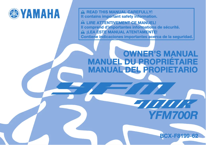 Image de la première page du manuel de l'appareil YFM700R (2022)