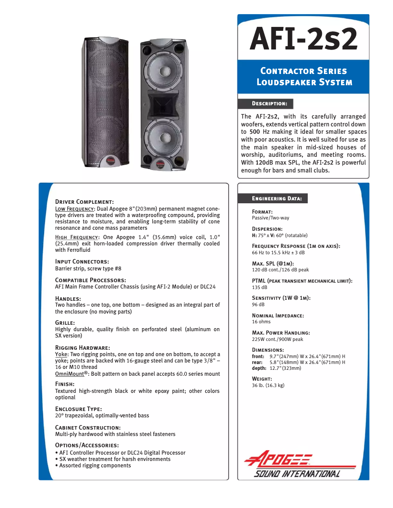 Page 1 de la notice Manuel utilisateur Bogen AFI-2s2