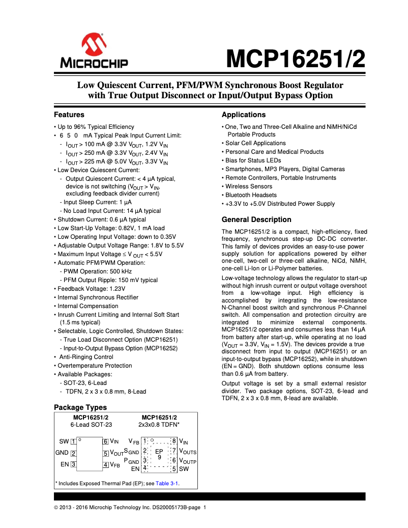 Page 1 de la notice Manuel utilisateur Microchip MCP16252