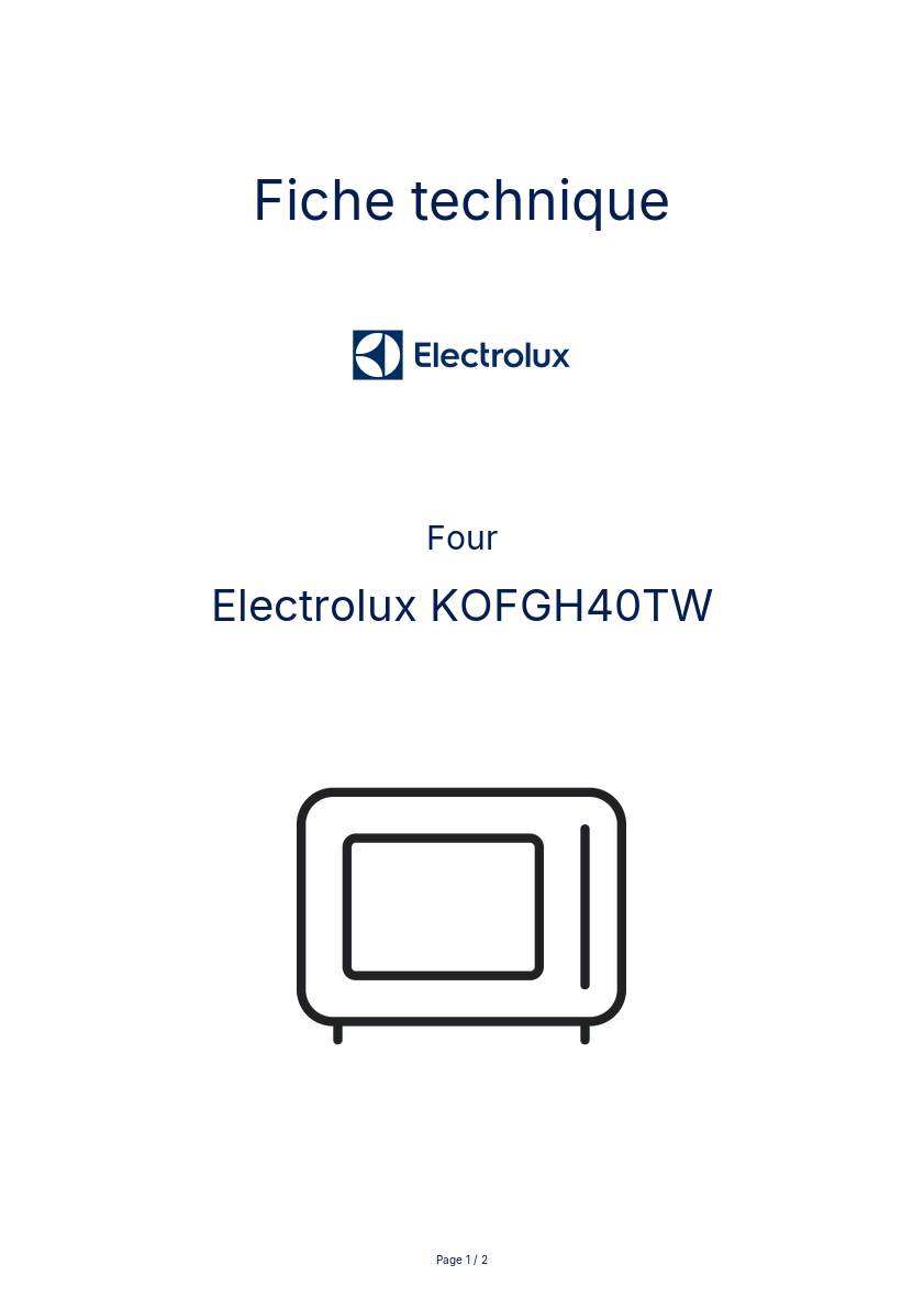 Image de la première page du manuel de l'appareil KOFGH40TW