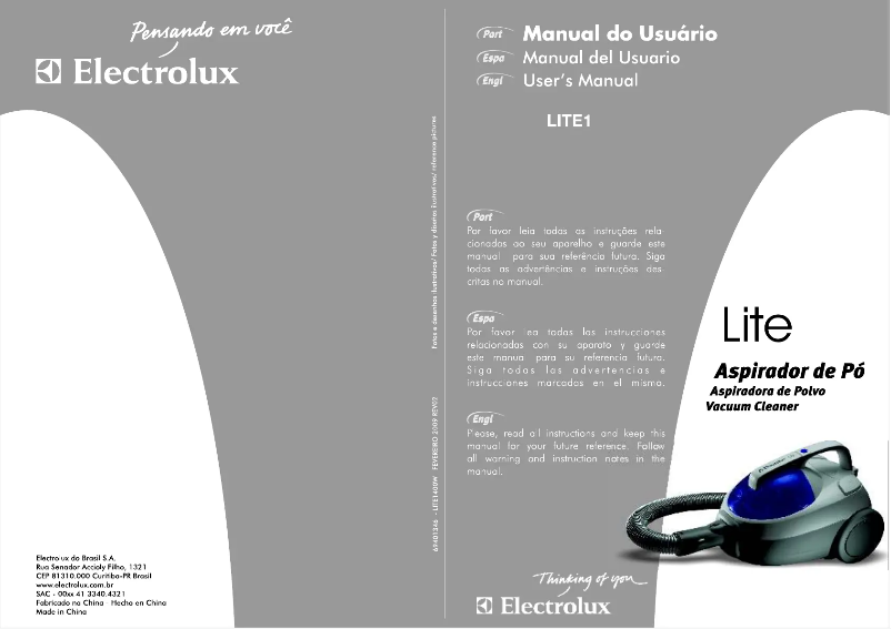 Page n°1 - Manuel utilisateur Electrolux Lite LITE1