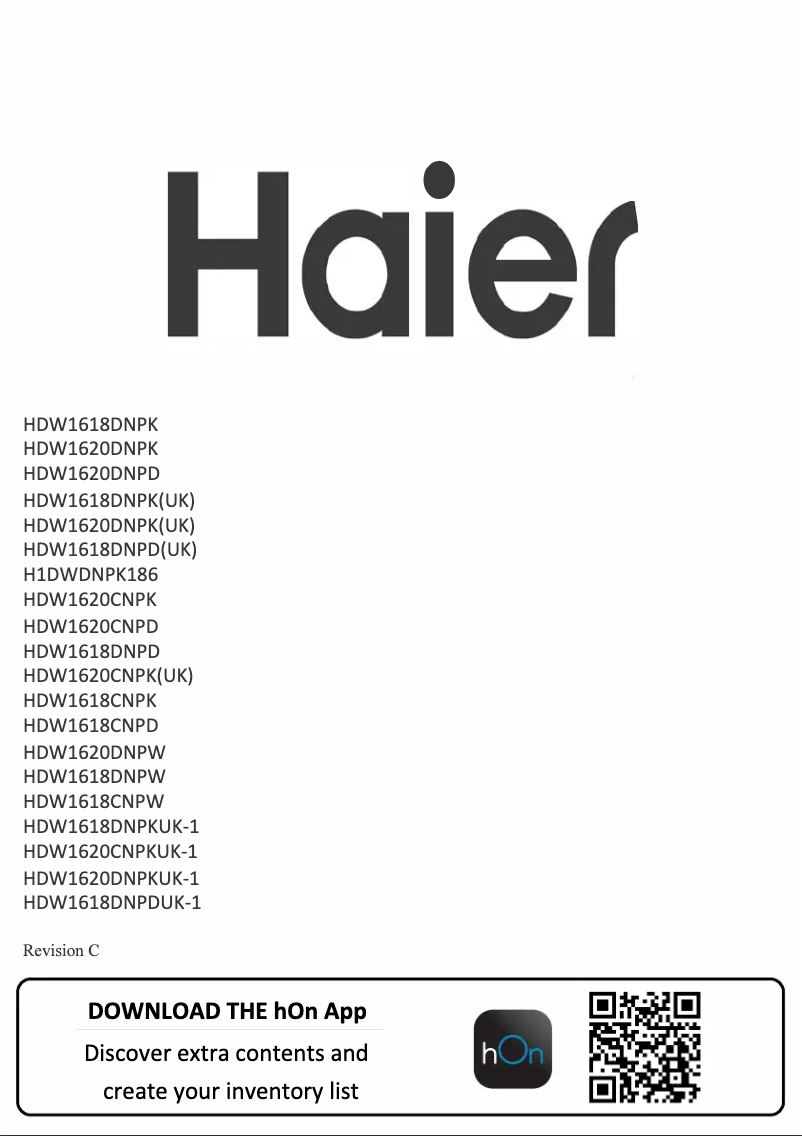 Page n°1 - Manuel utilisateur Haier HDW1618CNPD