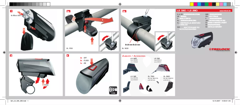 Page 1 de la notice Manuel utilisateur Trelock LS 330