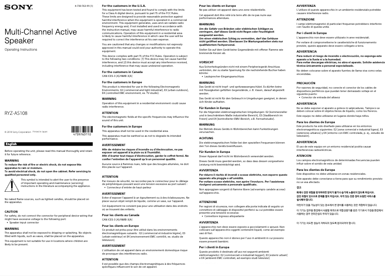 Image de la première page du manuel de l'appareil RYZ-AS108